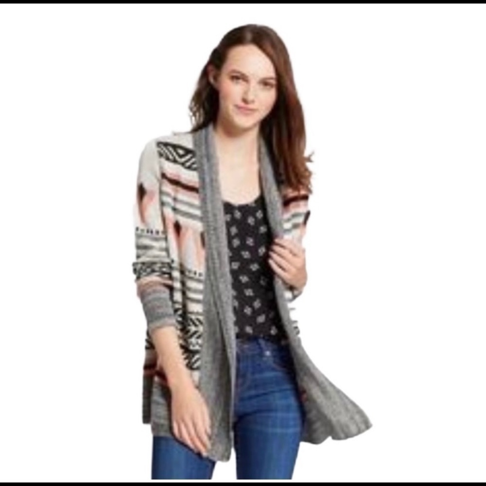 Trillium Cardigan Boho Long Sleeves Gray Peach Pink S - Picture 7 of 7